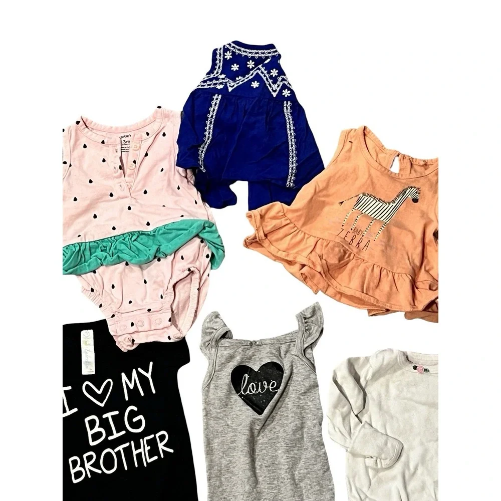 Baby Girl‎ 0-3 Mos Carters Guess Old Nany Pink Outfits Tops Lot of 10 Items